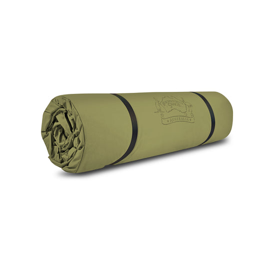 Army Green canvas Swag Rolled Up.