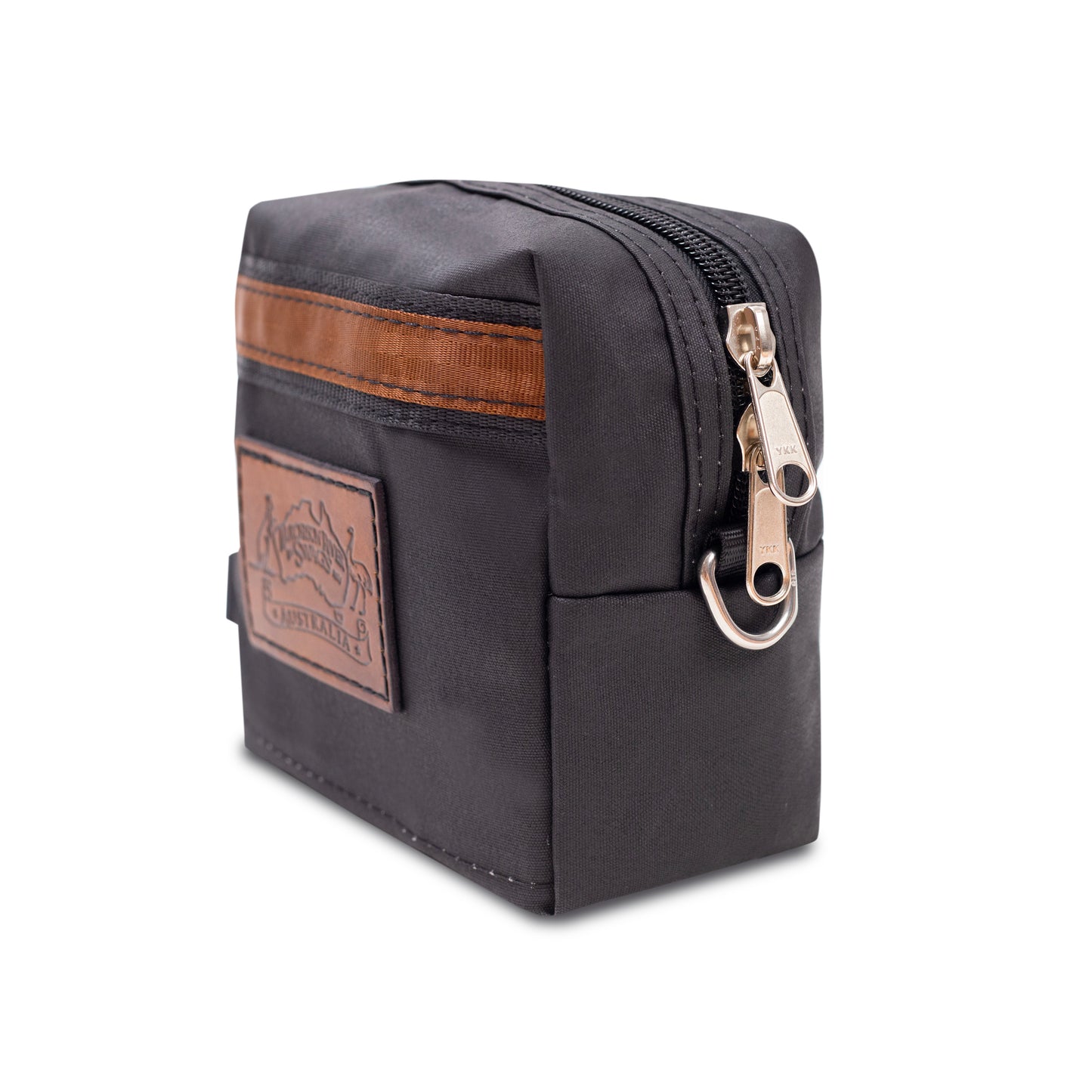 Side View of Small Black Canvas Kit Bag.