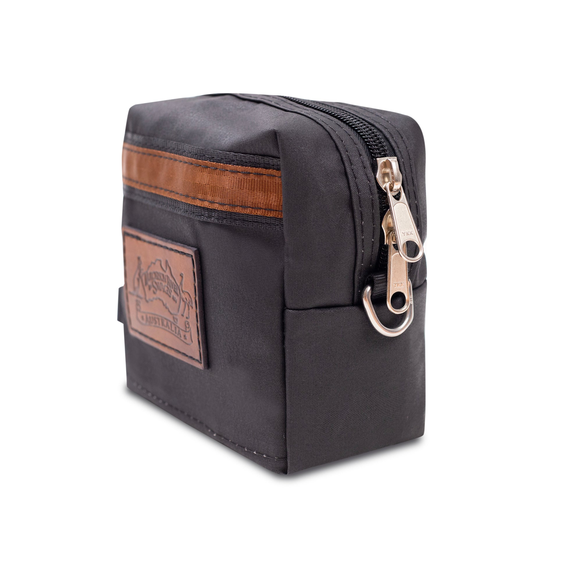 Side View of Small Black Canvas Kit Bag.