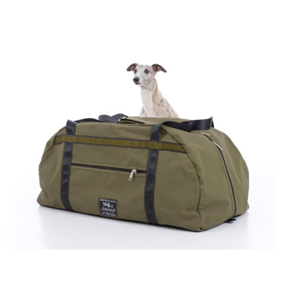 Army Green Extra Large Canvas Gear Bag with a dog