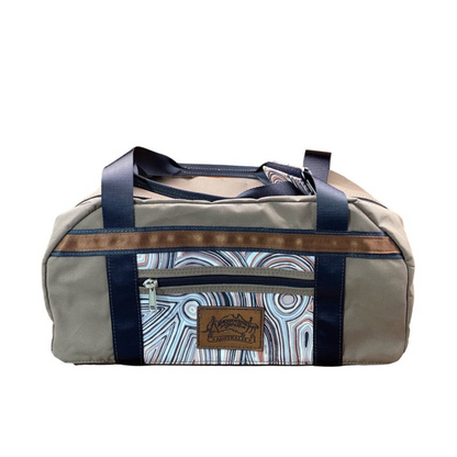 Army Green Overnight Canvas Bag with limited edition printed fabric.